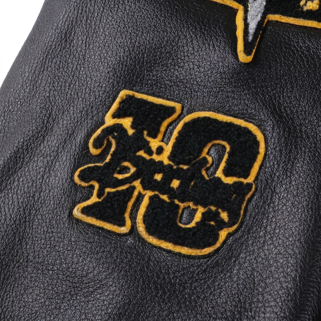 “CAPTURE THE FLAG” LEATHER STADIUM JACKET