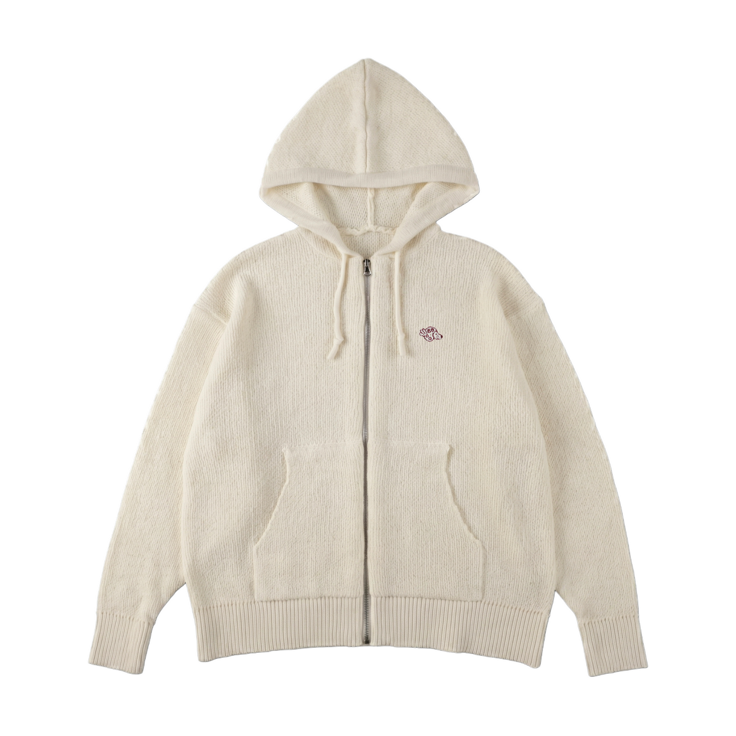 Logo knit hoodie cream