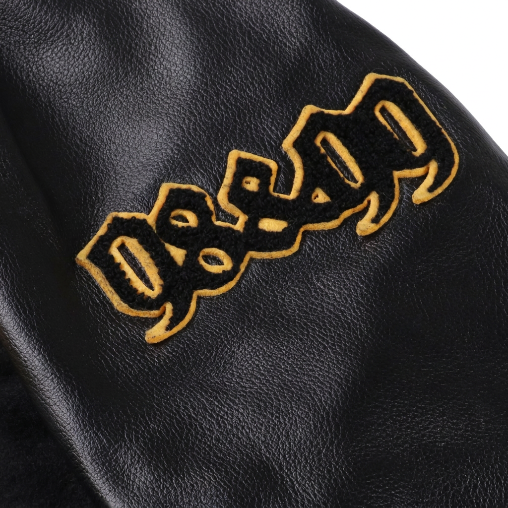 “CAPTURE THE FLAG” LEATHER STADIUM JACKET