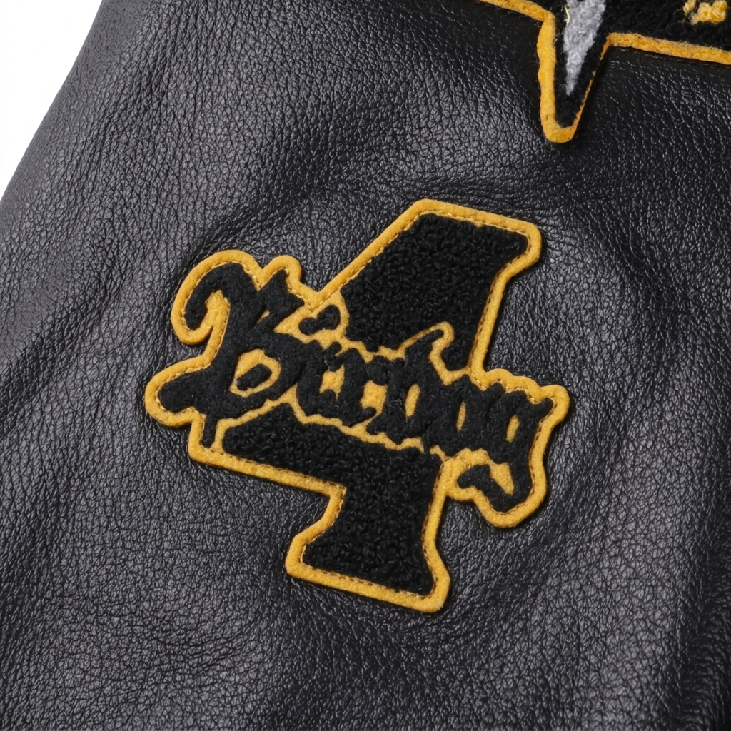 “CAPTURE THE FLAG” LEATHER STADIUM JACKET