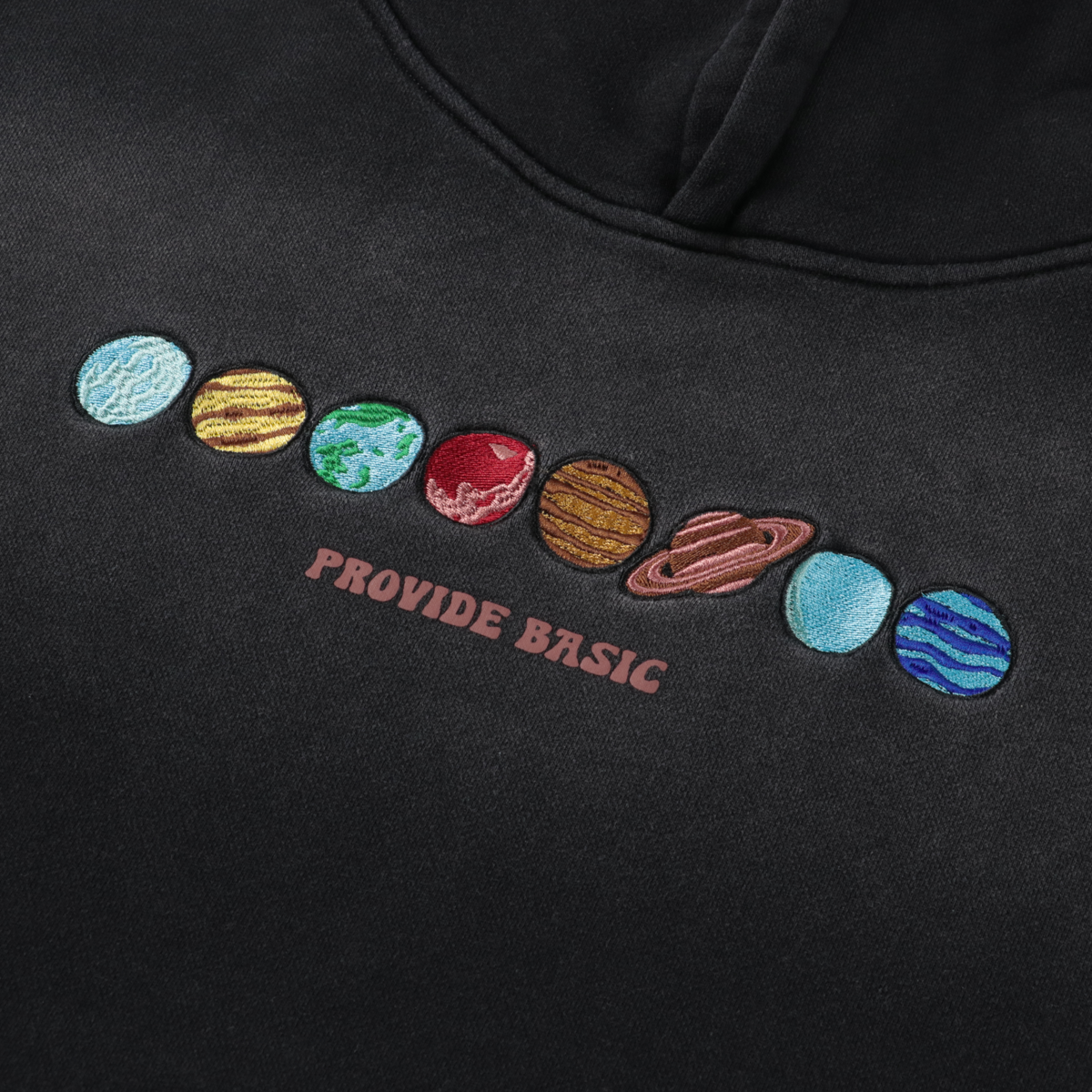 Washed planet logo hoodie black