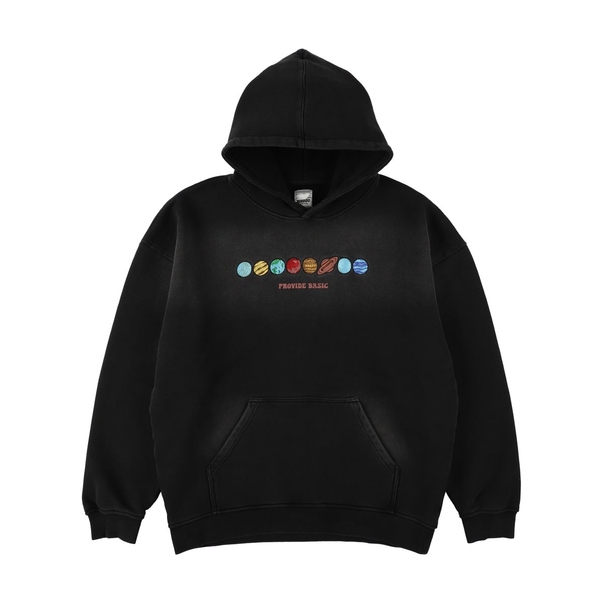 Washed planet logo hoodie black