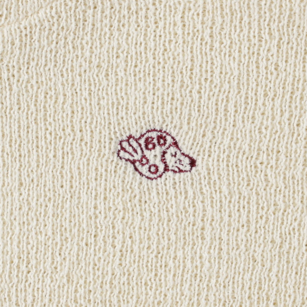 Logo knit hoodie cream