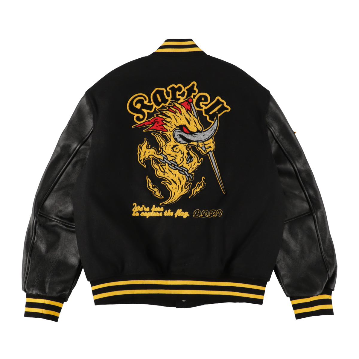 “CAPTURE THE FLAG” LEATHER STADIUM JACKET