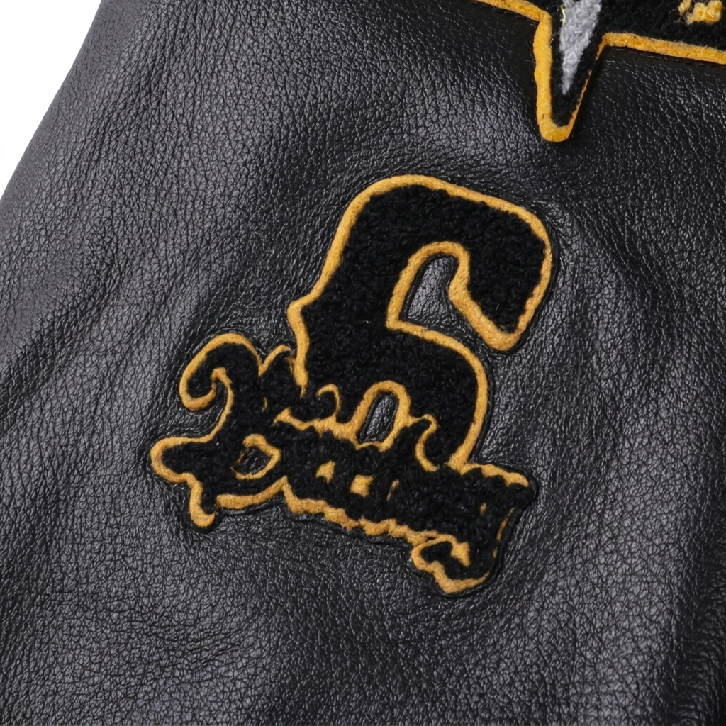 “CAPTURE THE FLAG” LEATHER STADIUM JACKET